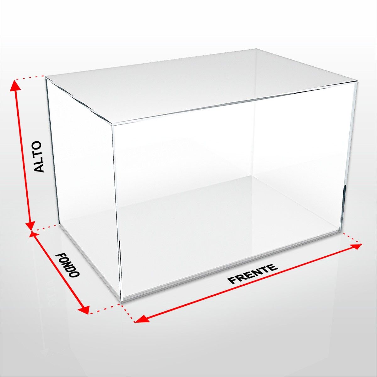 Cubo vitrina 30 cm en metacrilato transparente expositor de pared.